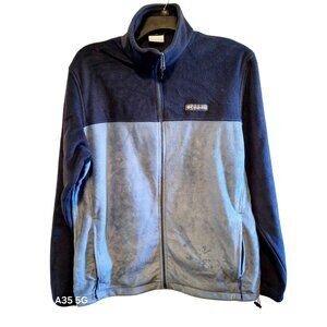 Columbia Two-Tone Full-Zip Fleece Jacket Navy & Light Blue Mens Size L